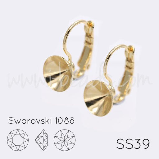 Cupped earring setting for Swarovski 1088 SS39 gold plated (2)