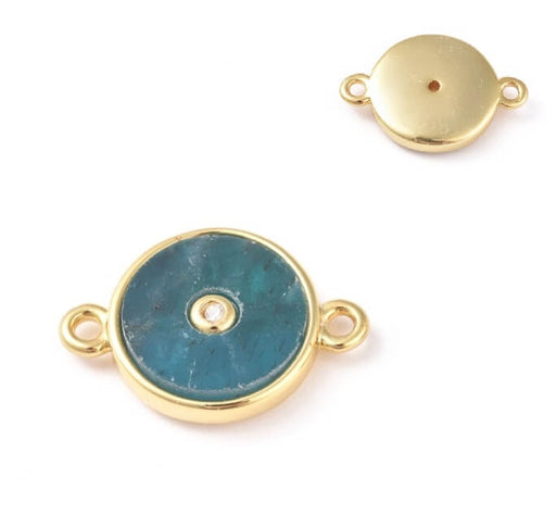 Link connector Apatite set with 12mm gold plated zircon (1)