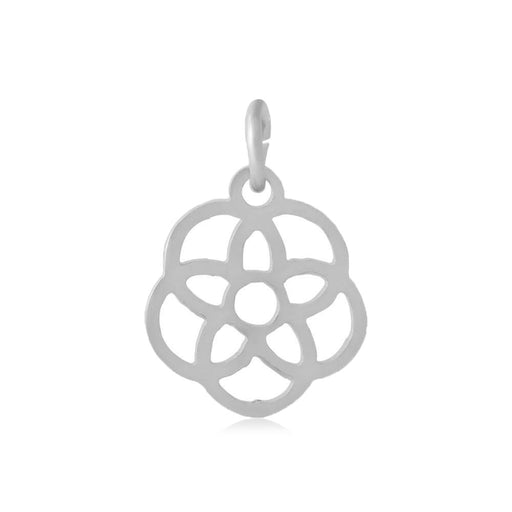 Buy Stainless Steel Pendants, Round flower with jump ring, steel color, 13mm (1)