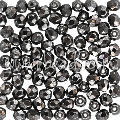 Buy Czech fire-polished beads hematite 4mm (100)