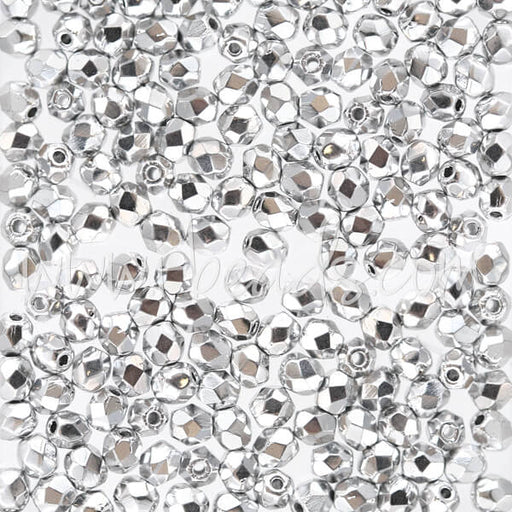 Buy Czech fire-polished beads silver 3mm (50)