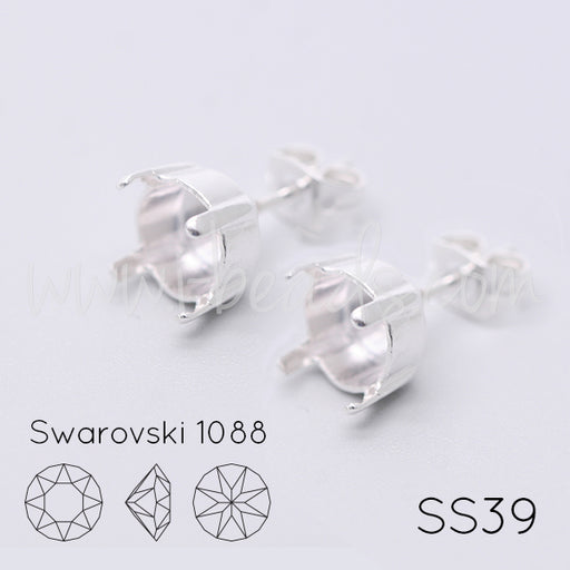 Stud earring setting for Swarovski 1088 SS39 silver plated (2)