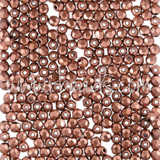 Czech fire-polished beads matte camel gold 2mm (50)