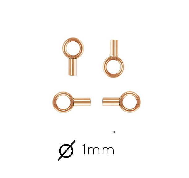 Crimp clasps for thin chain and cord 1mm Rose Gold filled (2)