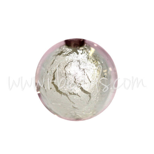 Buy Murano bead round crystal pale rose and silver 8mm (1)