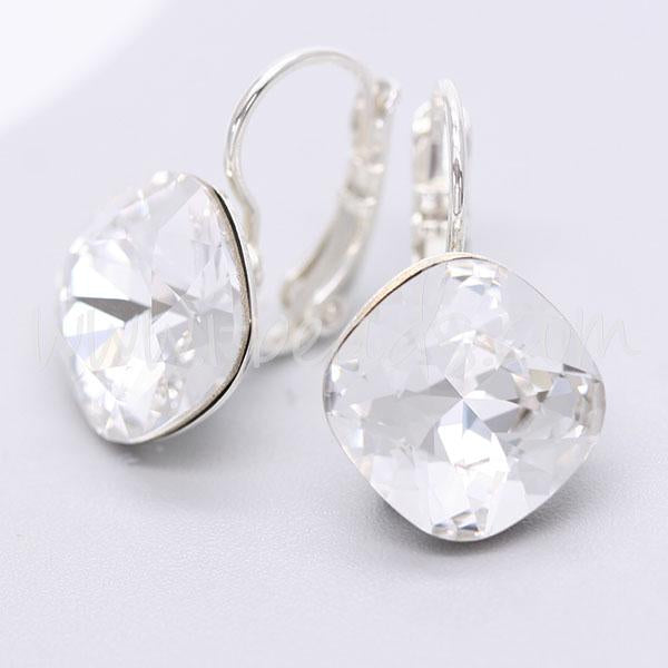 Cupped earring setting for Swarovski 4470 12mm silver plated (2)