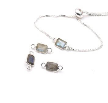 Labradorite Small sterling silver Rectangle Connector Set 15x8mm (1)