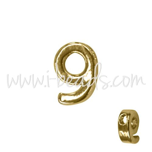 Letter bead number 9 gold plated 7x6mm (1)