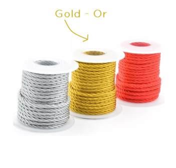 Buy twisted 3-Strands Cord Nylon 3mm dark GOLD (Sold by 1m)