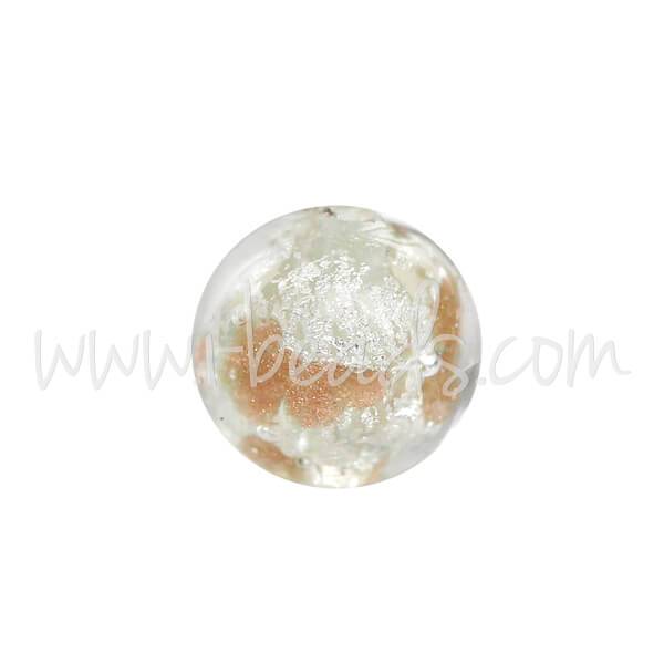 Murano bead round gold and silver 6mm (1)