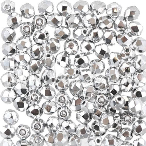 Buy Czech fire-polished beads silver 4mm (100)
