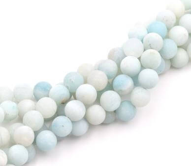 Natural frosted Amazonite Bead Strand round beads 8mm -38 cm - appx 45 beads (1 strand)