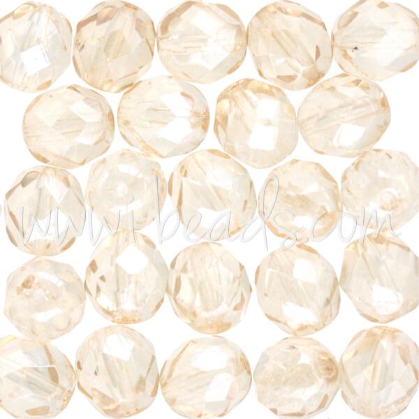 Czech fire-polished beads luster transparent champagne 8mm (25)