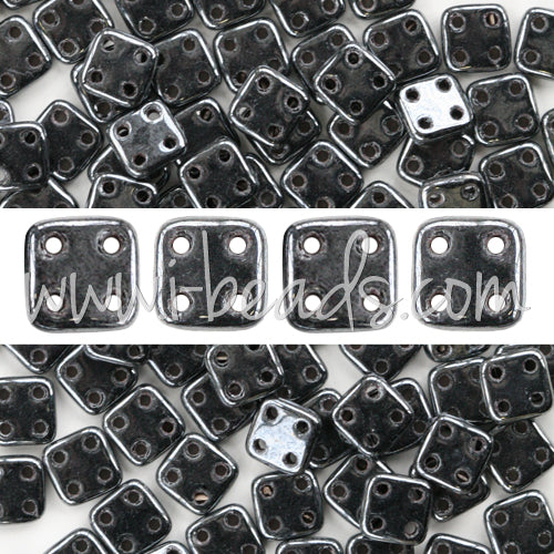 4 holes CzechMates QuadraTile 6mm Hematite (10g)
