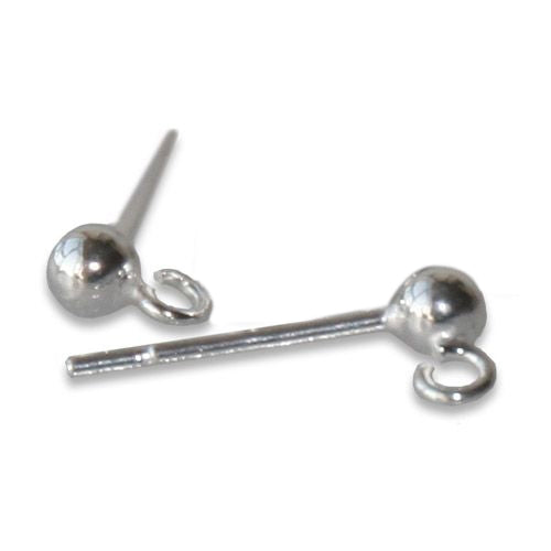 Sterling silver ear stud 3mm ball with loop (2)
