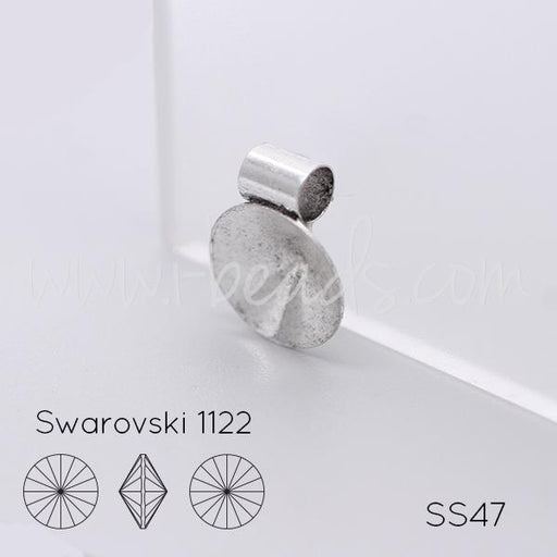 Buy Pendant setting cupped for Swarovski 1122 rivoli SS47 antique silver plated (1)