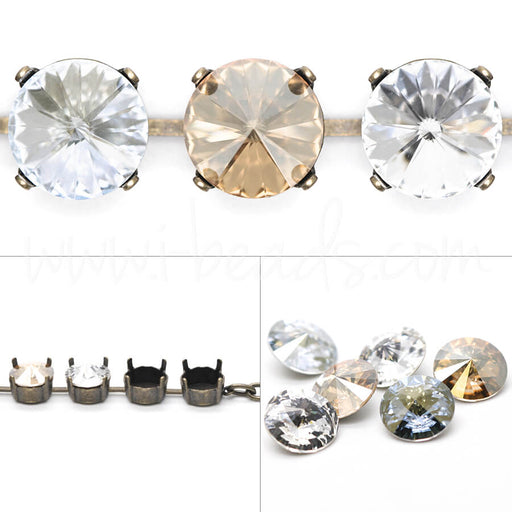 DIY Bracelet setting with Swarovski Crystal Rivoli Blue Shade mix