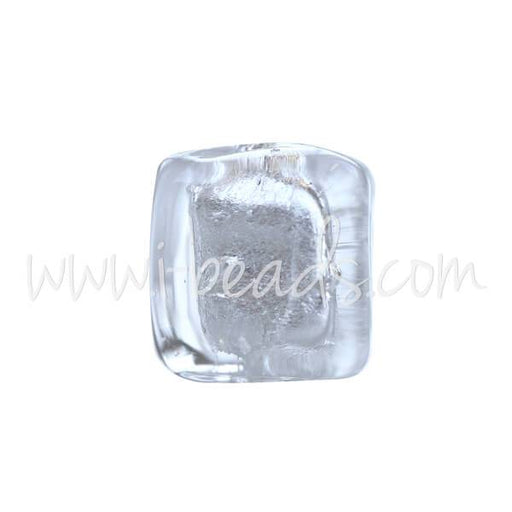 Buy Murano bead cube crystal and silver 6mm (1)