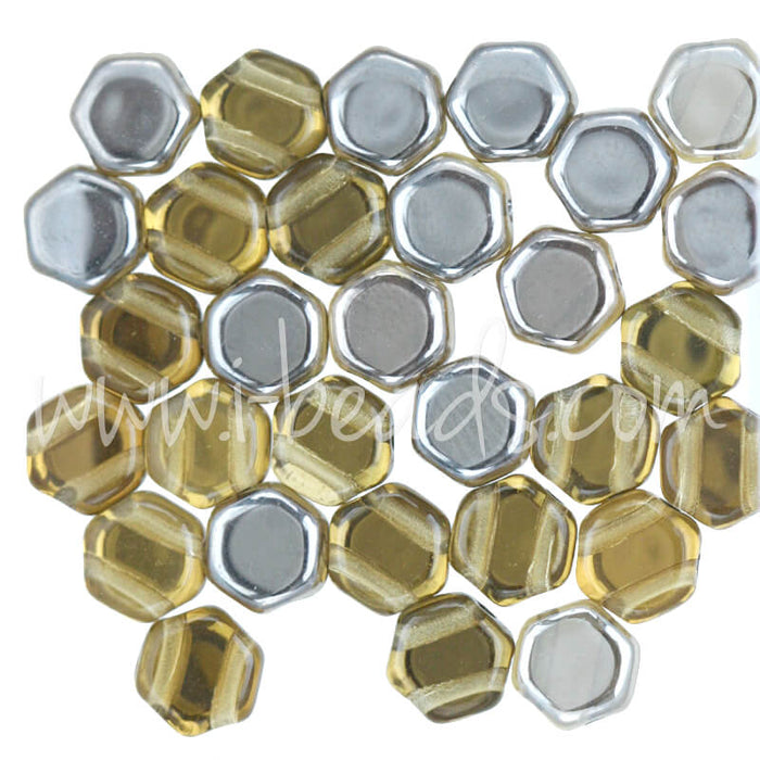 Honeycomb beads 6mm topaz capri (30)
