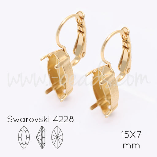 Earring setting for Swarovski 4228 navette 15x7mm gold plated (2)