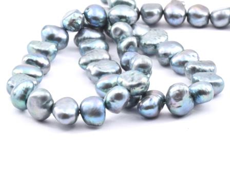 Freshwater pearls nugget shape grey turquoise 7-9mm-50 pces (1)