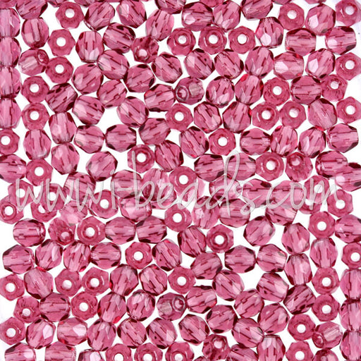 Buy Czech fire-polished beads fuchsia 3mm (50)