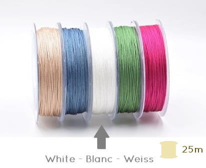 Nylon braided cord high quality- 0.8mm- WHITE -(sold per roll - 25m)
