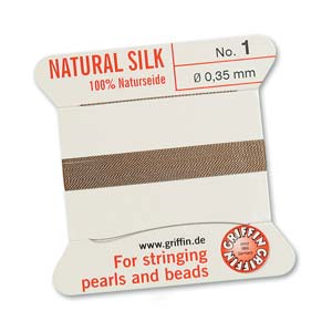 Buy Bead cord natural silk beige 0.35mm 2meters with needle(1)