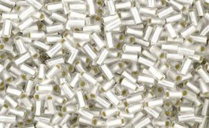 cc21f - Toho bugle beads 3mm silver lined frosted crystal (10g)