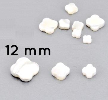 Bead natural white shell Clover 12mm, hole 0.8mm (3)