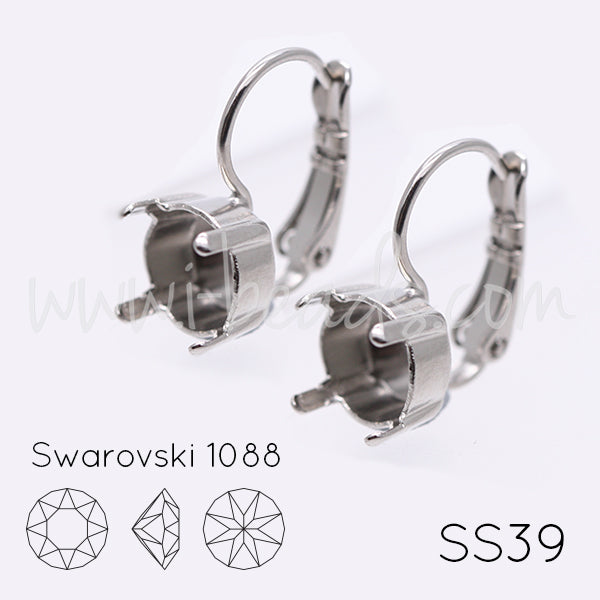 Earring setting for Swarovski 1088 SS39 rhodium (2)