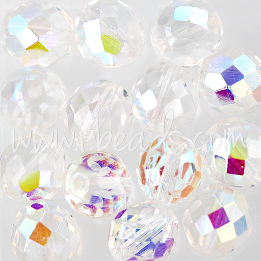 Buy Czech fire-polished beads crystal ab 10mm (25)