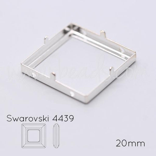 Sew on setting for Swarovski 4439 cosmic square 20mm silver plated (1)