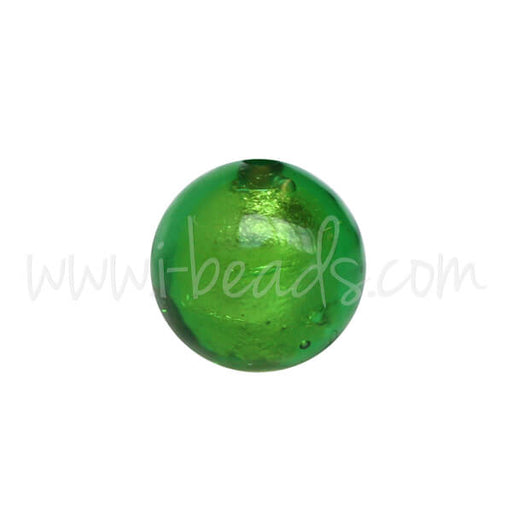 Murano bead round green and gold 6mm (1)