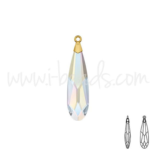 Swarovski 6533 raindrop pendant crystal AB gold 17.5mm (1)