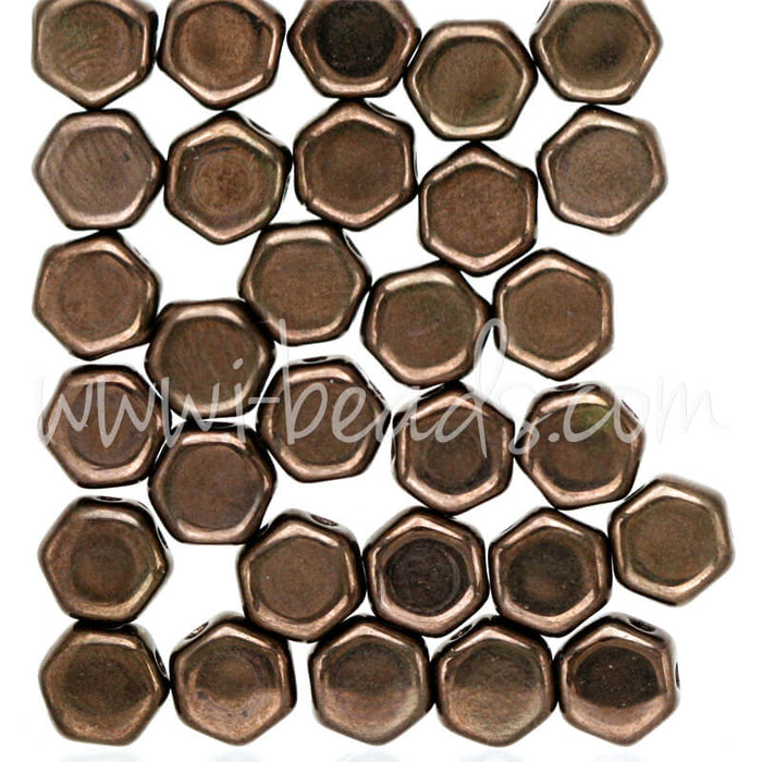 Honeycomb beads 6mm jet bronze (30)