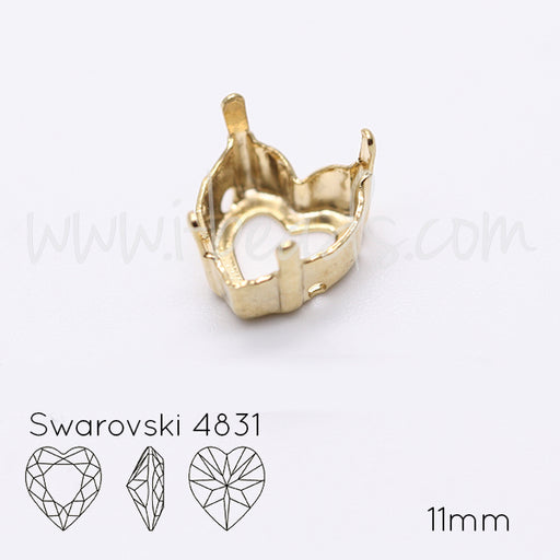 Buy Sew on setting for Swarovski 4831 heart 11mm gold plated (2)