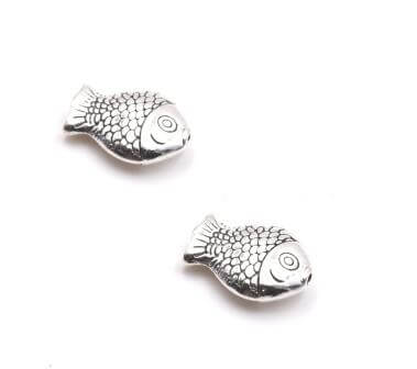 Buy Beads, flat fish, color antique Silver 14x10mm (1)