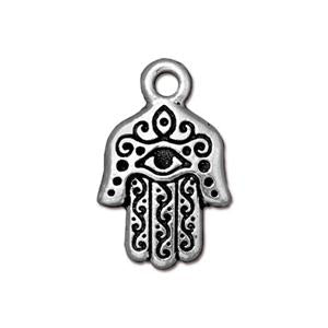 Hamsa hand charm metal antique silver plated 21mm (1)