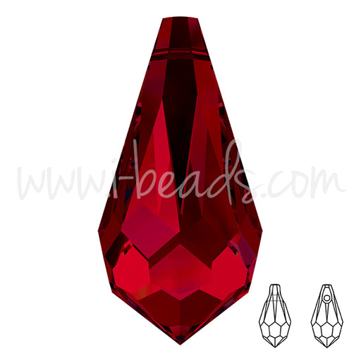 Swarovski 6000 faceted drop pendant siam 13mm (2)