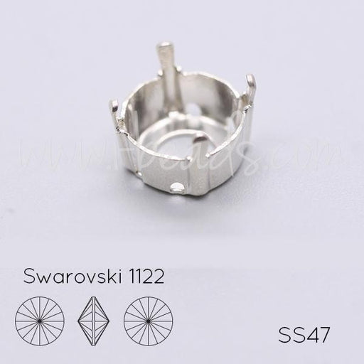 Sew on setting for Swarovski 1122 rivoli SS47 silver plated (2)