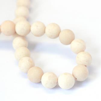 Buy Natural fossil frosted round stones 4mm - 88 beads per srand (1strand)