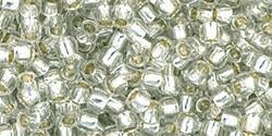 ccpf21 - toho takumi lh round beads 11/0 permanent finish silver lined crystal (10g)