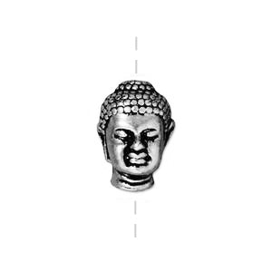 Buddha bead metal antique silver plated 14mm (1)