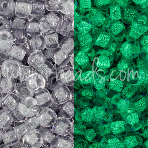 Buy cc2725 - Toho beads 11/0 Glow in the dark gray crystal/bright green (10g)