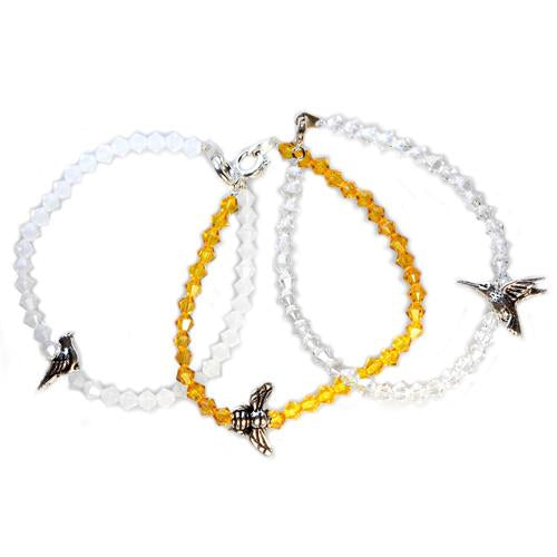 DIY sparkling birds and bees bracelet stack
