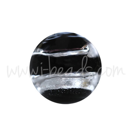 Murano bead round black and silver 8mm (1)