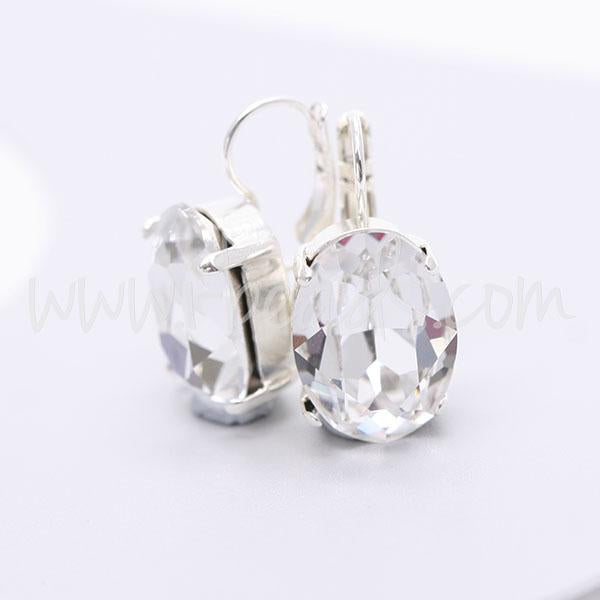 Earring setting for Swarovski 4120 18x13mm silver plated (2)