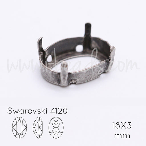 Sew on setting for swarosvki 4120 18x13mm antique silver plated (1)