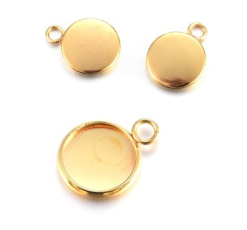 Stainless Steel Round Pendant setting for cabochon 8mm GOLD (2)